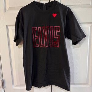 Vintage Elvis Presley Neon Sign Heart EP Music Black/Red Graphic Tee Size M